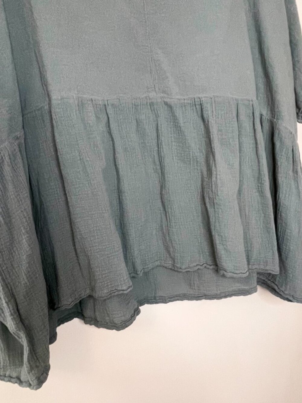 Oh My Gauze! Sage Green Lagenlook Gauze Boho Oversized Lightweight Shirt XL - Picture 7 of 8